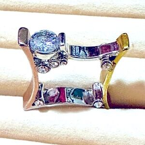 NEW Geometric Style Statement Ring Gold, Rose Gold & Silver Tone Womens SZ 6